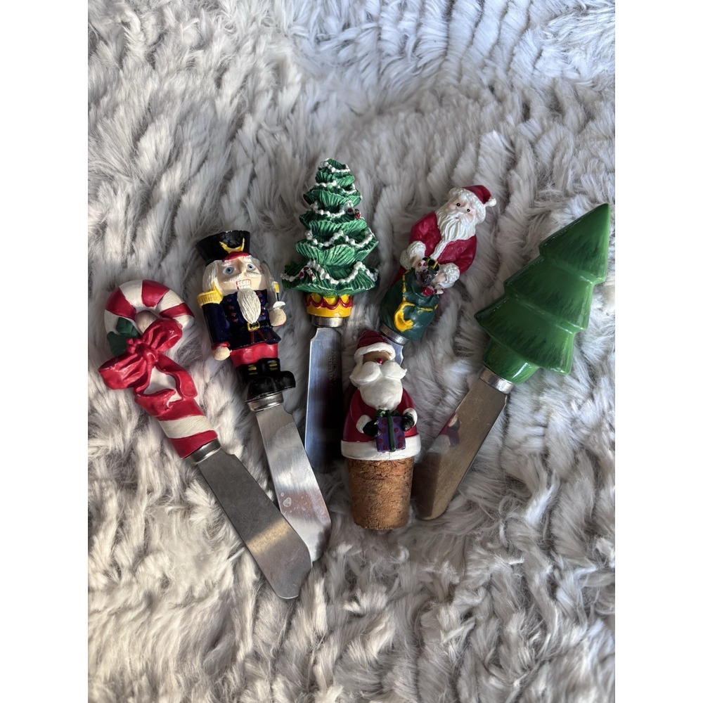 Jams Spreaders Christmas Candy Cane Trees Santa Five Spreaders One Santa Cork